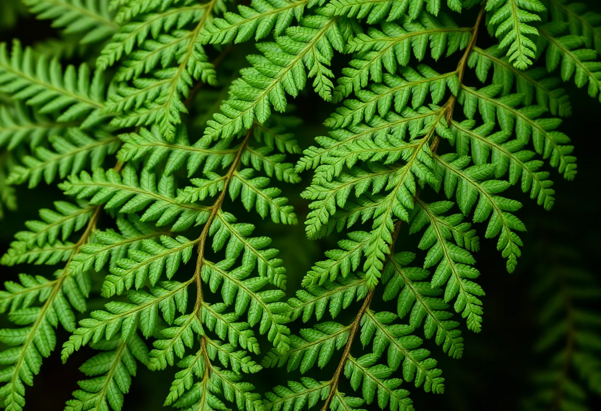 Close-up of intricate fern leaves showing natural patterns